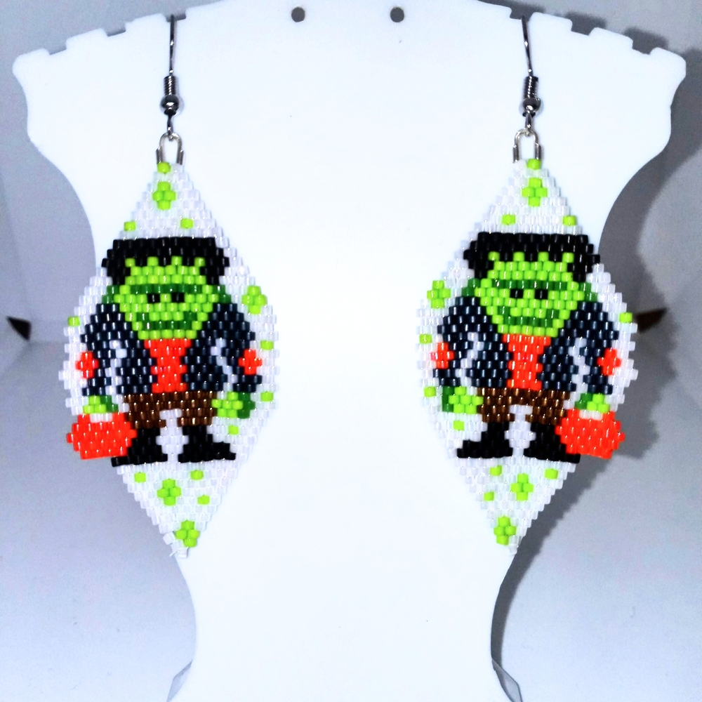 Colorful Beaded Frankenstein Earrings